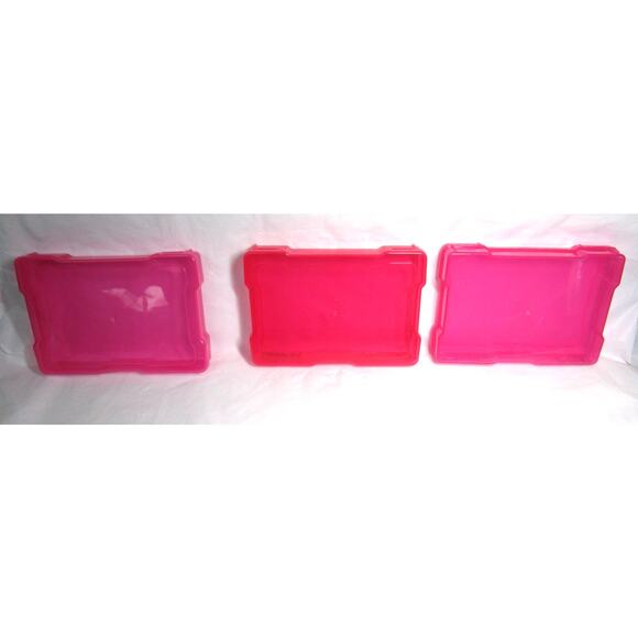 Bright Creations Three Pink Storage Boxes Plastic Transparent Snap Lid 4x6 Ins - Picture 3 of 3